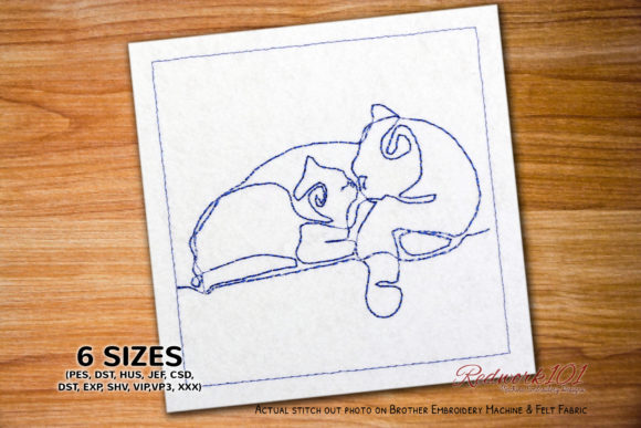Download Mom Cat Loves Her Baby Kitten Redwork - Mom cat Collection