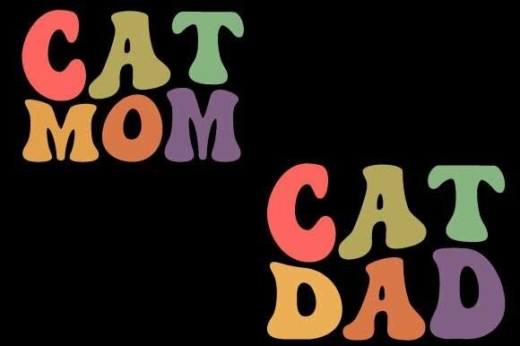 Download Retro Cat Mom Cat Dad Sublimation Svg - Mom cat Collection
