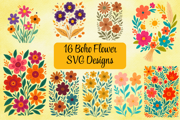 Download Modern Boho Flower SVG Designs - Modern boho Collection