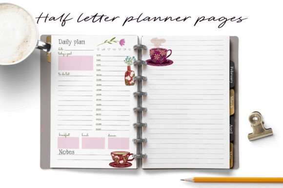 Download Chic Floral Teacup Half Letter Planners - Chic floral Collection