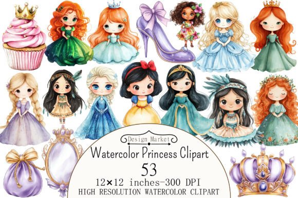 Download Watercolor Princess Clipart - Watercolor princess Collection