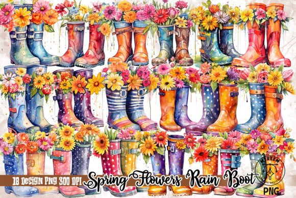 Download Spring Flowers Rain Boot Clipart PNG - Boot clipart Collection