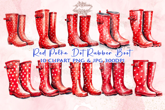 Download Red Polka Dot Rubber Boot Clipart - Boot clipart Collection