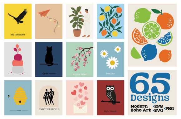 Download Modern Boho Art Illustration SVG Bundle - Modern boho Collection
