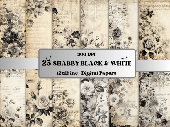 Download Black White Shabby Chic Floral Paper - Chic floral Collection