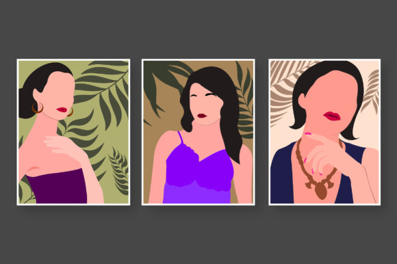 Download Modern Boho Style Girl Illustration Set - Modern boho Collection